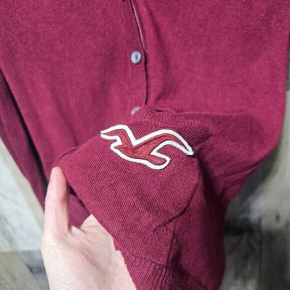 Hollister Vintage Y2K Maroon Knit Cardigan Sweater - Picture 2 of 5